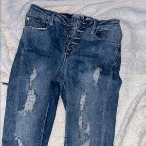 Stylish Blue Distressed Women Jeans